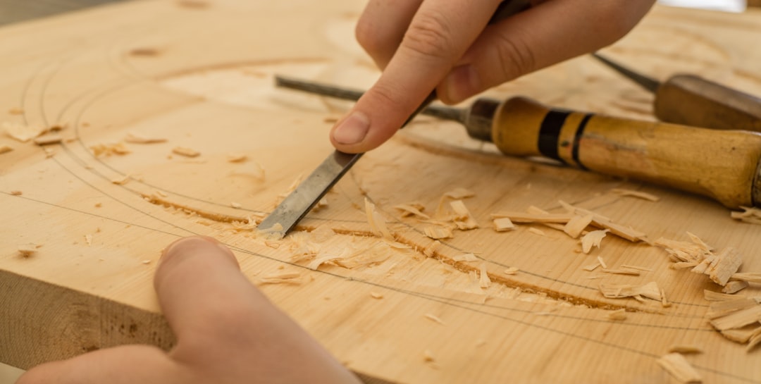 Hand-carving a joinery template with a chisel